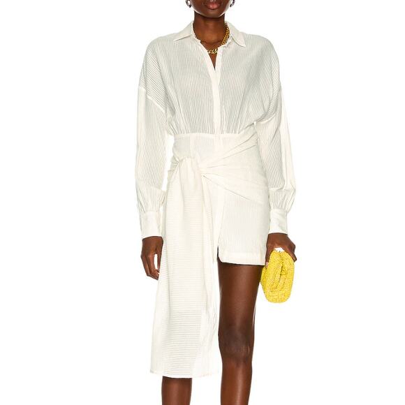 Atoir White Mini Shirt Dress SMALL Designer Wrap Draped Career Office $335 NEW - Picture 1 of 8